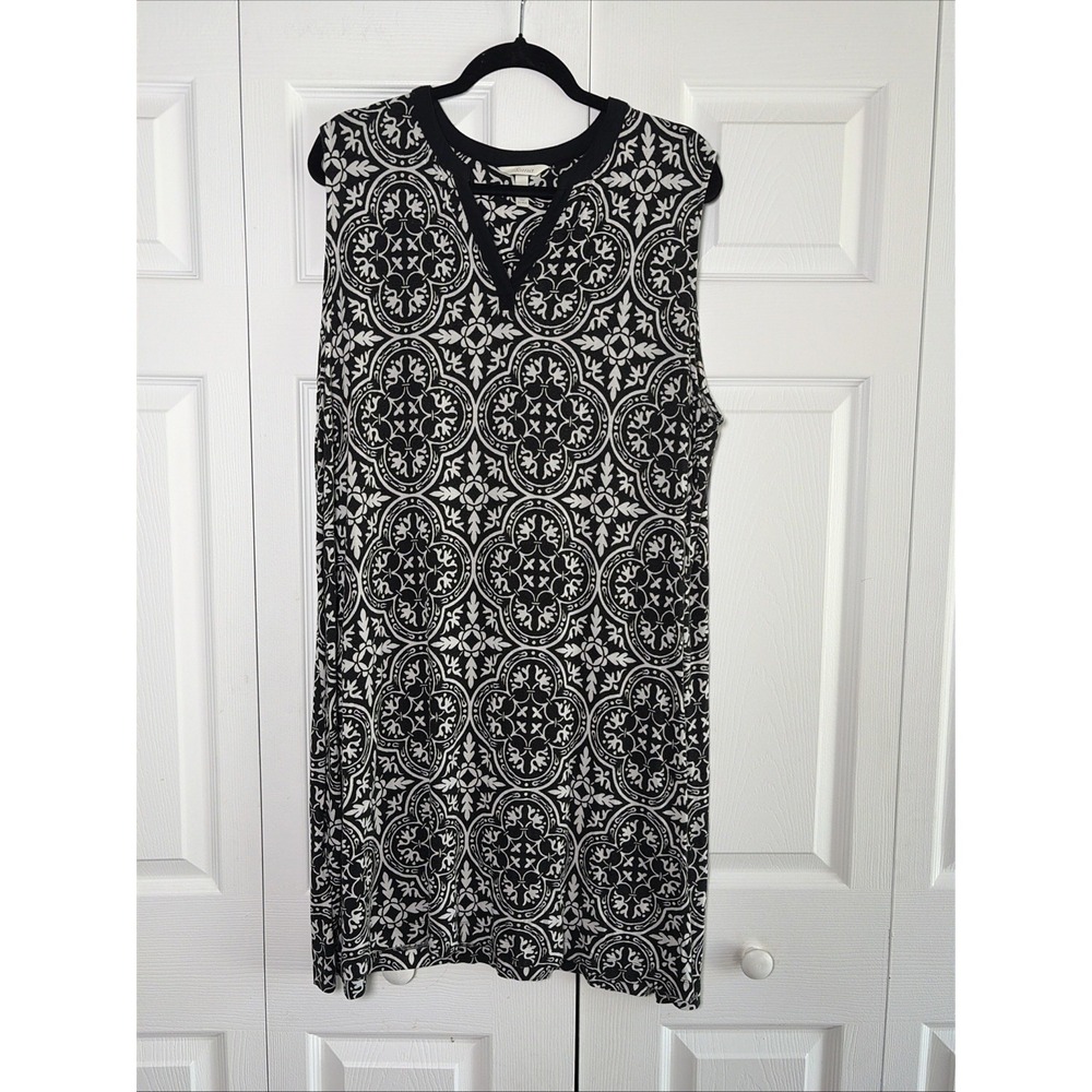 Soma Medallion Shift Dress Womens Size XXL Black White Sleeveless Nightgown